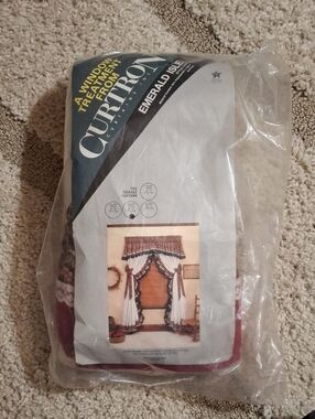 Emerald Burgundy and White Layered Curtain Set
